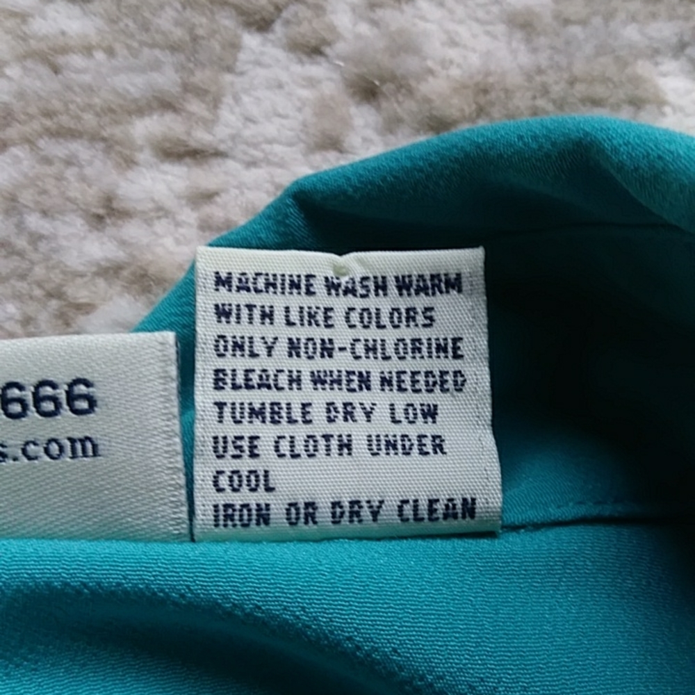 Appleseed's Petite Button Down Blouse Shirt 6 Petite Green - Picture 8 of 13